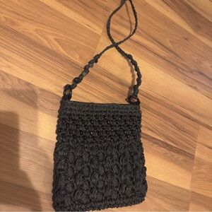 Capelli of New York Black Crochet Crossbody Bag
